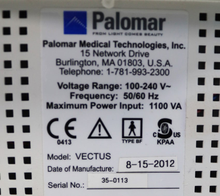 2012 Palomar Vectus 810nm Diode Laser Device System Cynosure Parts Unit