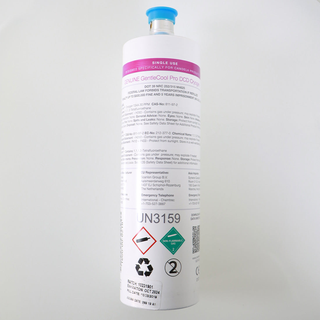 Candela GENUINE GentleCool PRO Cryogen 1000g Canister 1600-00-2018 - EXP 10/2024