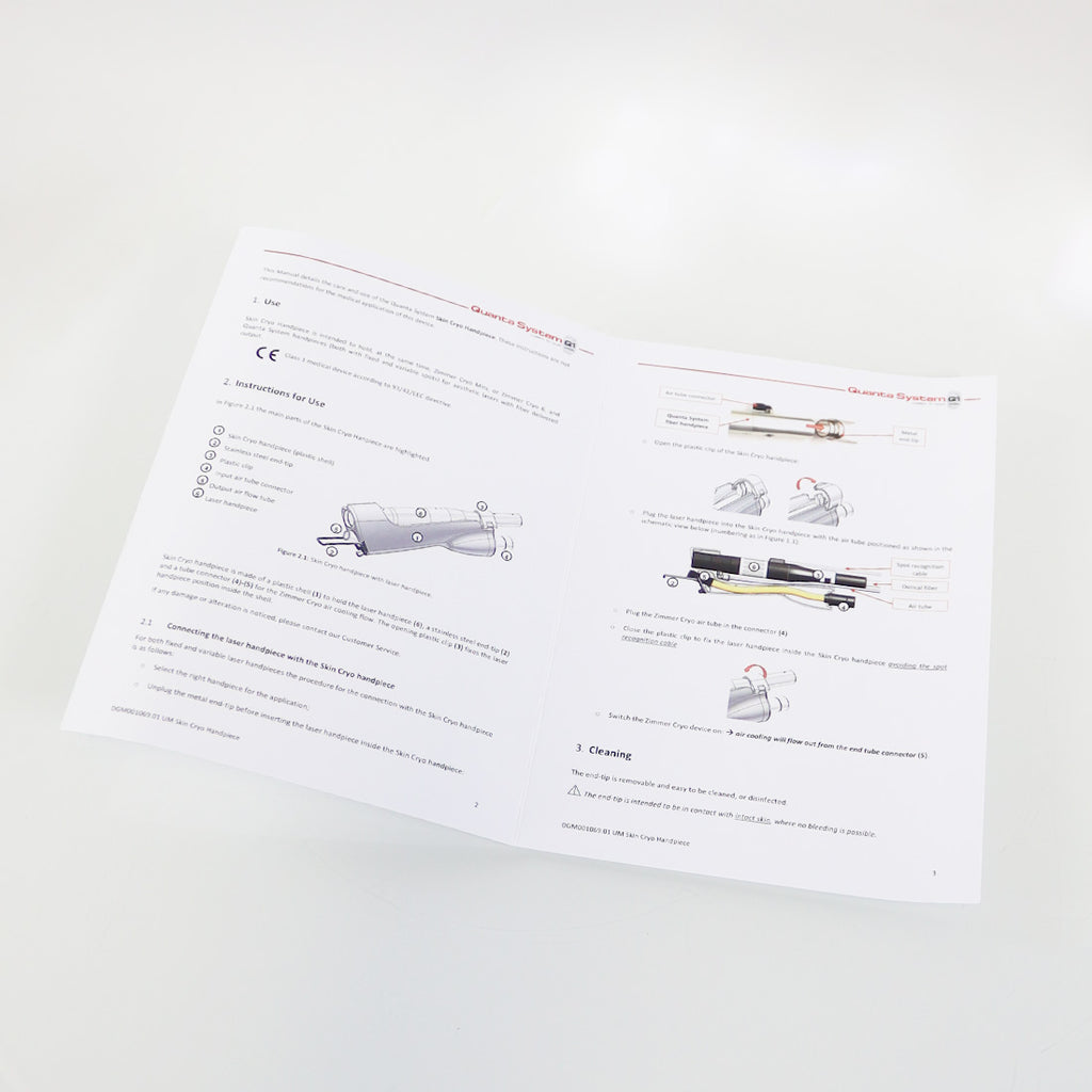 Quanta Systems Q1 Skin Cryo Handpiece User Manual DGM001069.01 Rev. 10/03/2021
