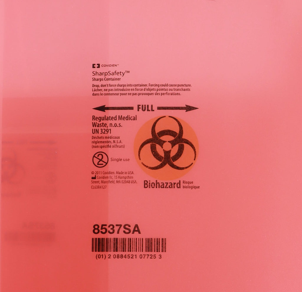 Sharps Container BD 8537SA Red Clear Regulated Medical Waste Disposable 3 Gal x6