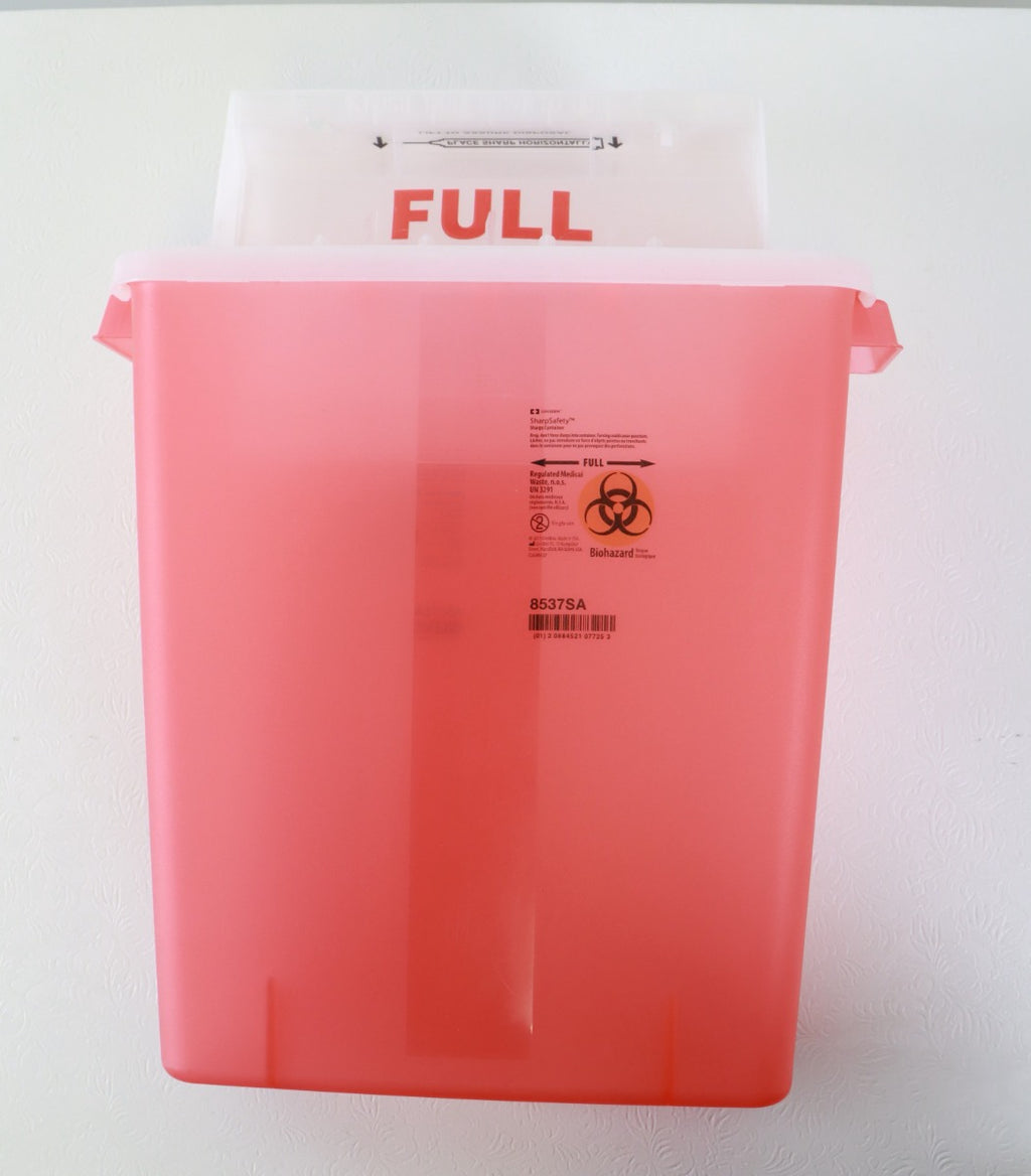 Sharps Container BD 8537SA Red Clear Regulated Medical Waste Disposable 3 Gal x6