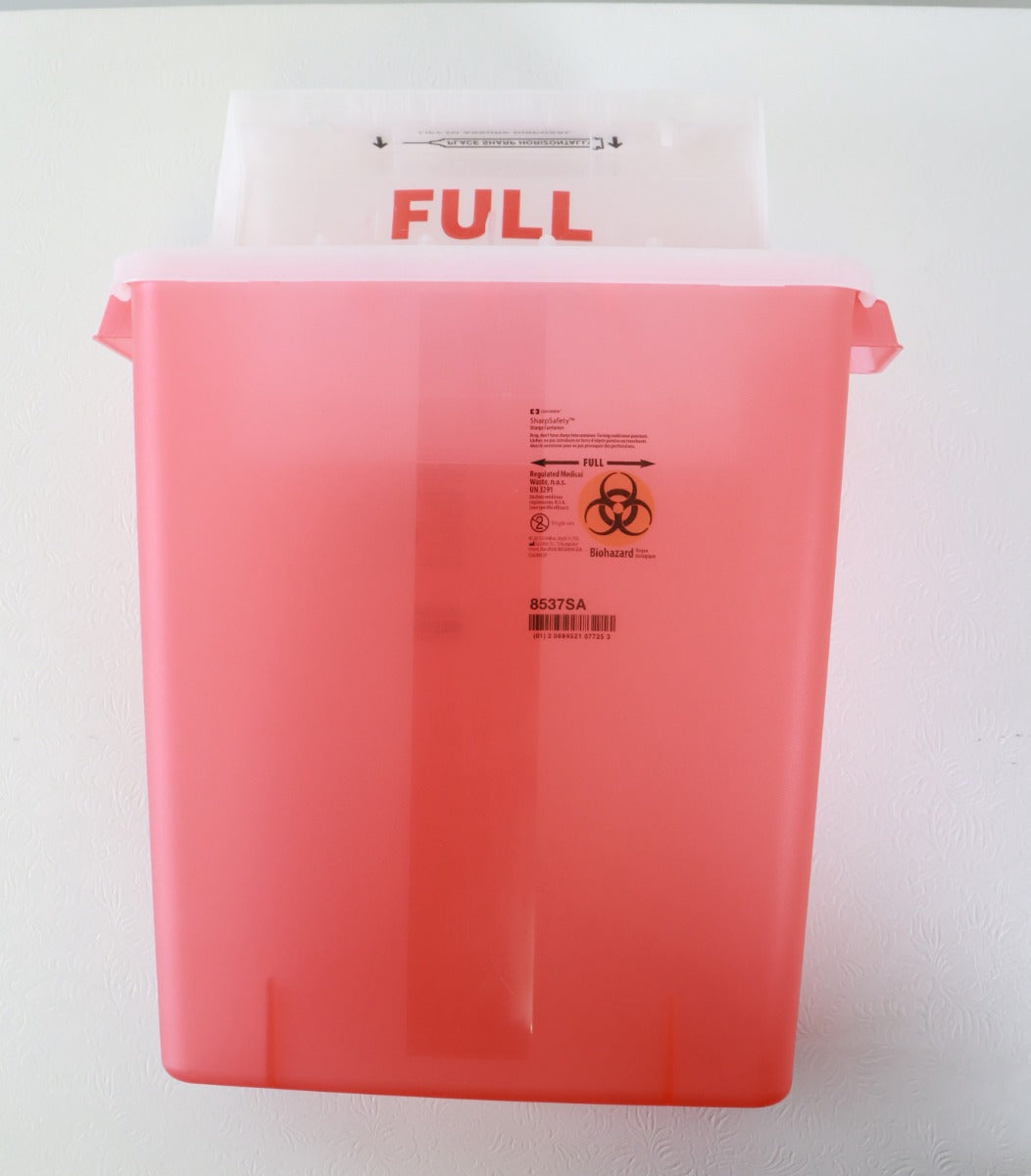 Sharps Container BD 8537SA Red Clear Regulated Medical Waste Disposable 3 Gal x6