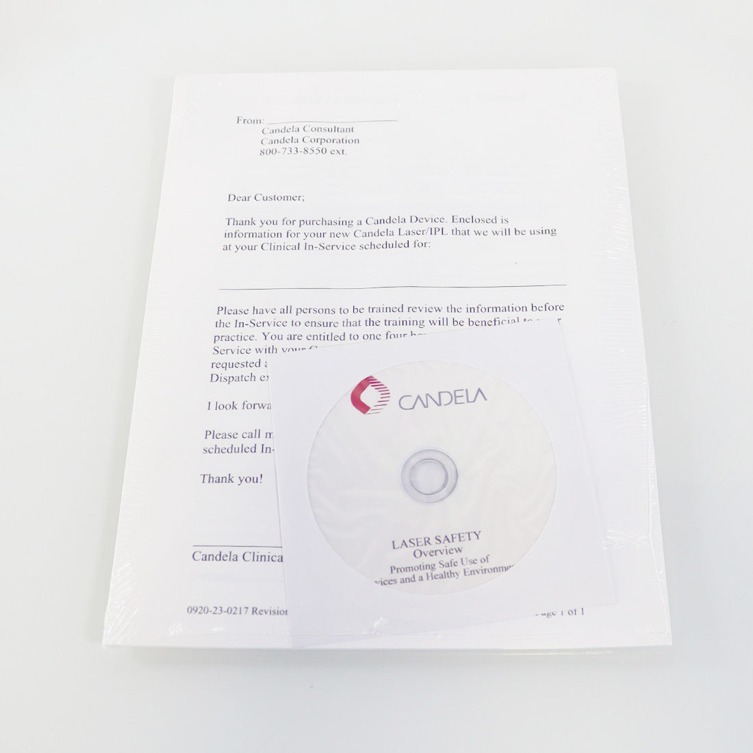 Candela Service Tracking Inservice Attendance Record Sheets and Laser Safety DVD
