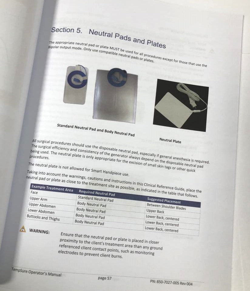 Cynosure TempSure Operator Manual User RadioFrequency Operation 850-7027-005 Rev. 004