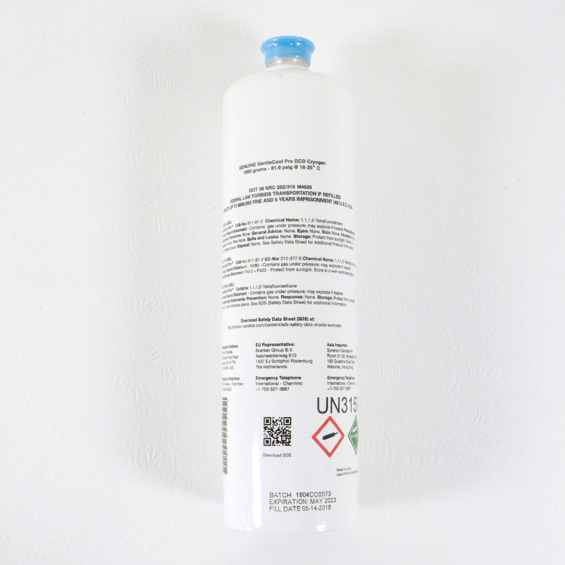 Candela GENUINE GentleCool PRO Cryogen 1000g Canister 1600-00-2018 - EXP 05/2023
