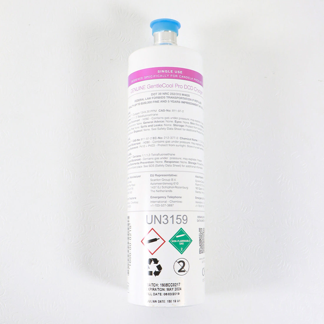 Candela GENUINE GentleCool PRO Cryogen 1000g Canister 1600-00-2018 - EXP 05/2024