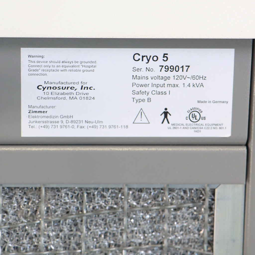 Cynosure SmartCool Chiller Zimmer Cryo5 Cryo 5 Laser Skin Cold Air Skin Cooling