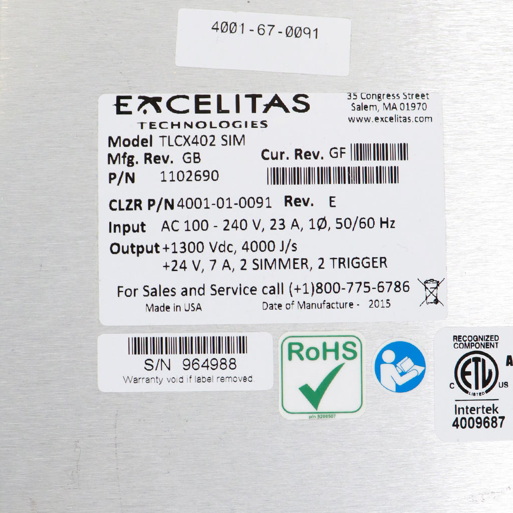 Candela GentleMax Pro Power Supply HVPS 4001-01-0091 Excelitas TLCX402 As-Is