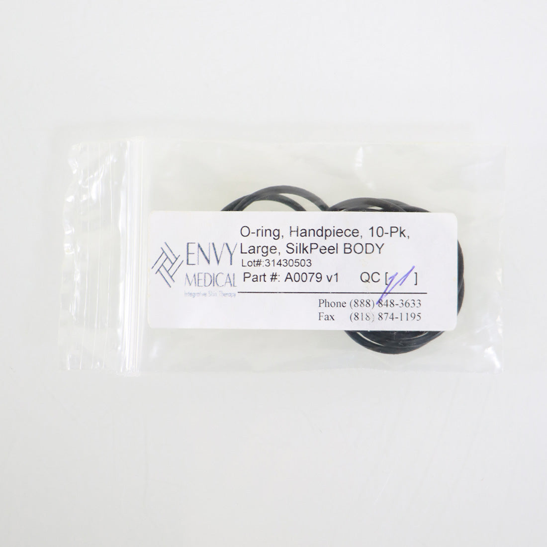 Envy Medical SilkPeel O-Ring Large Body Handpiece Tip ORings A0079 Black x10 Pcs