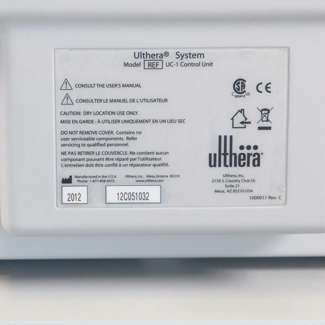 2012 Ulthera Ultherapy DEEPsee Ultrasound Skin Tightening RadioFrequency RF w/HP