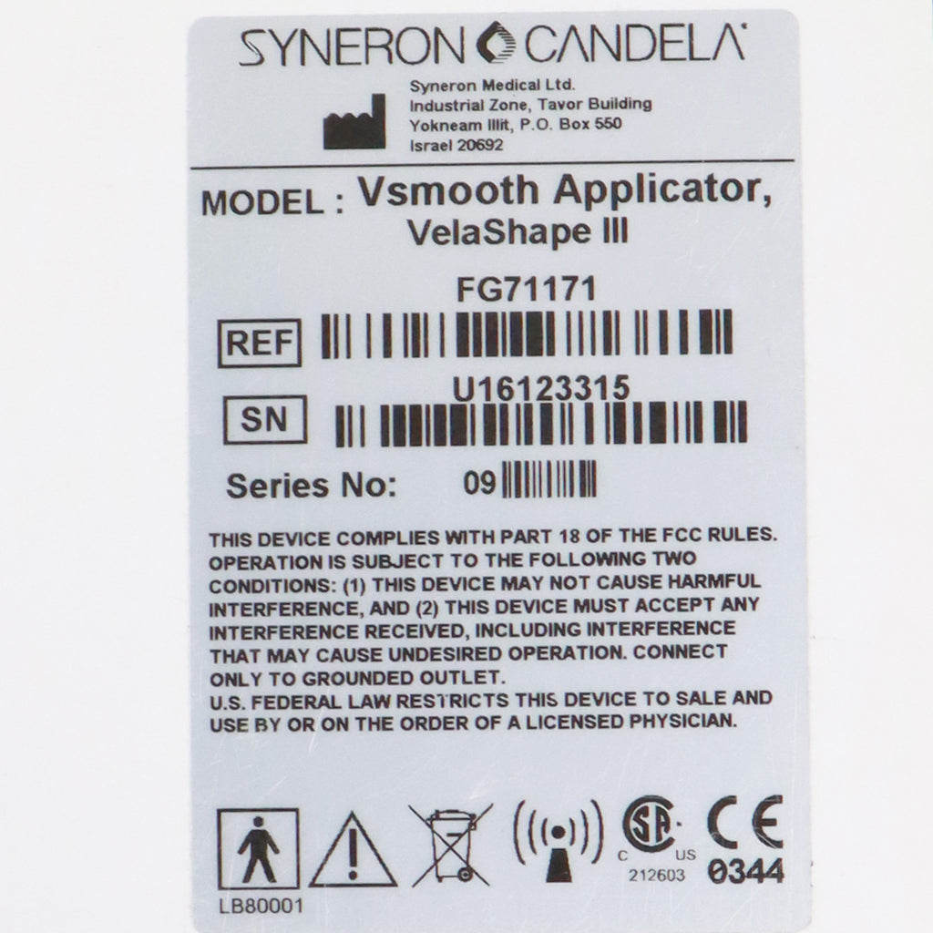 Syneron Candela VelaShape III VSmooth Applicator Handpiece FG71171 VS3