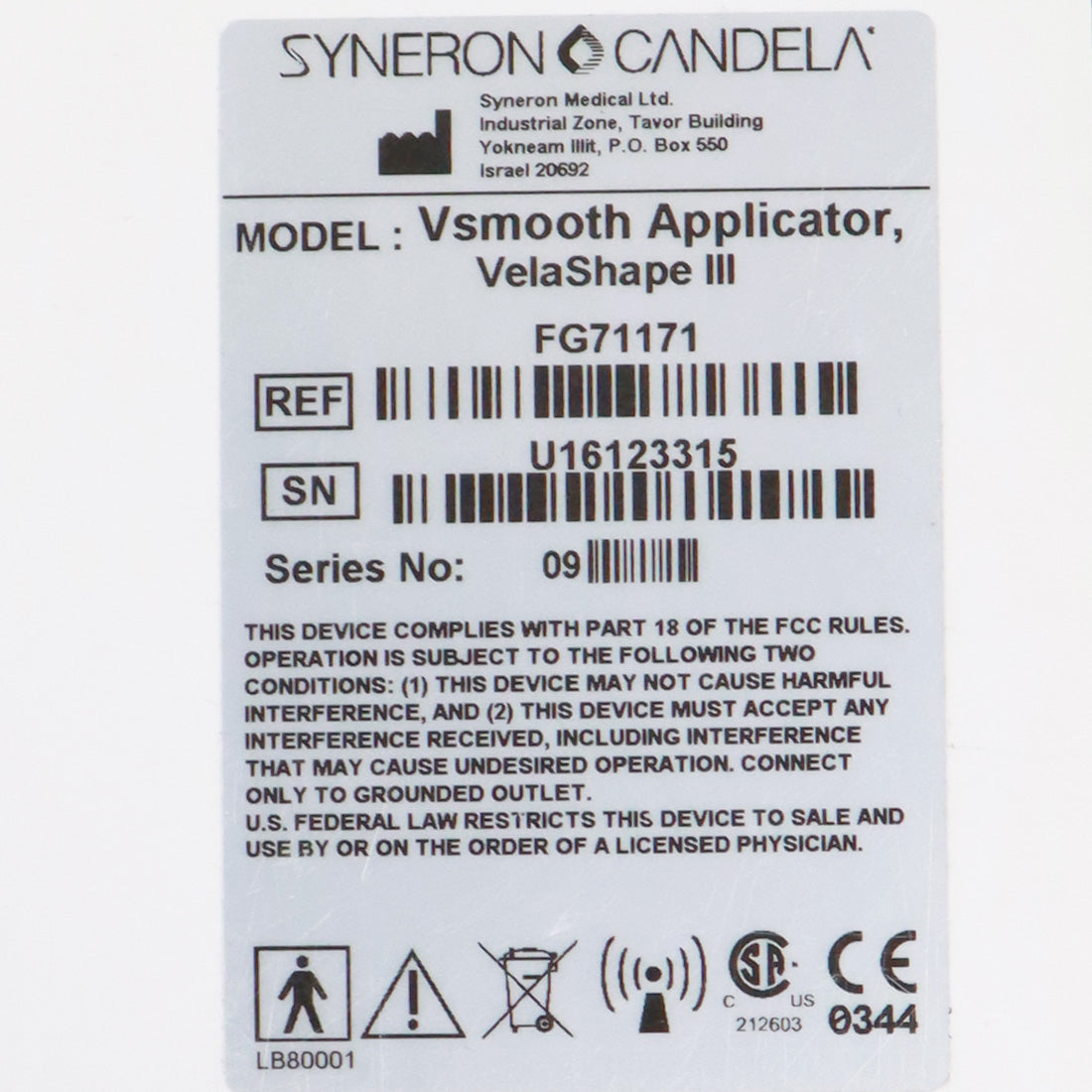 Syneron Candela VelaShape III VSmooth Applicator Handpiece FG71171 VS3