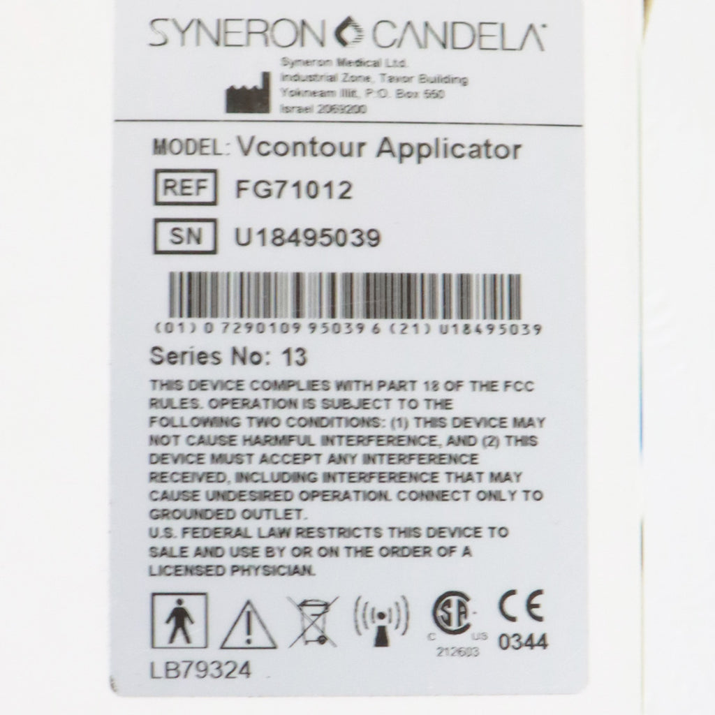 Syneron Candela VelaShape III VContour Applicator Small Handpiece FG71012 VS3