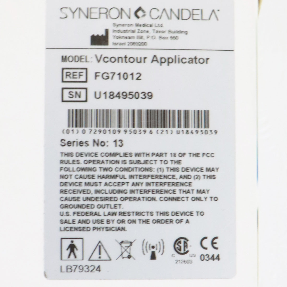 Syneron Candela VelaShape III VContour Applicator Small Handpiece FG71012 VS3