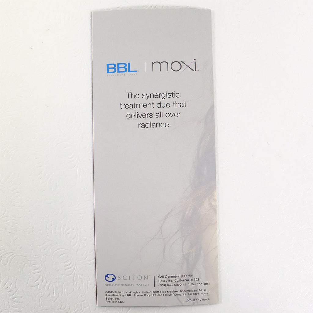 Sciton BBL Laser Moxi Skin Treatment Office Patient Marketing Brochure x20 Pcs