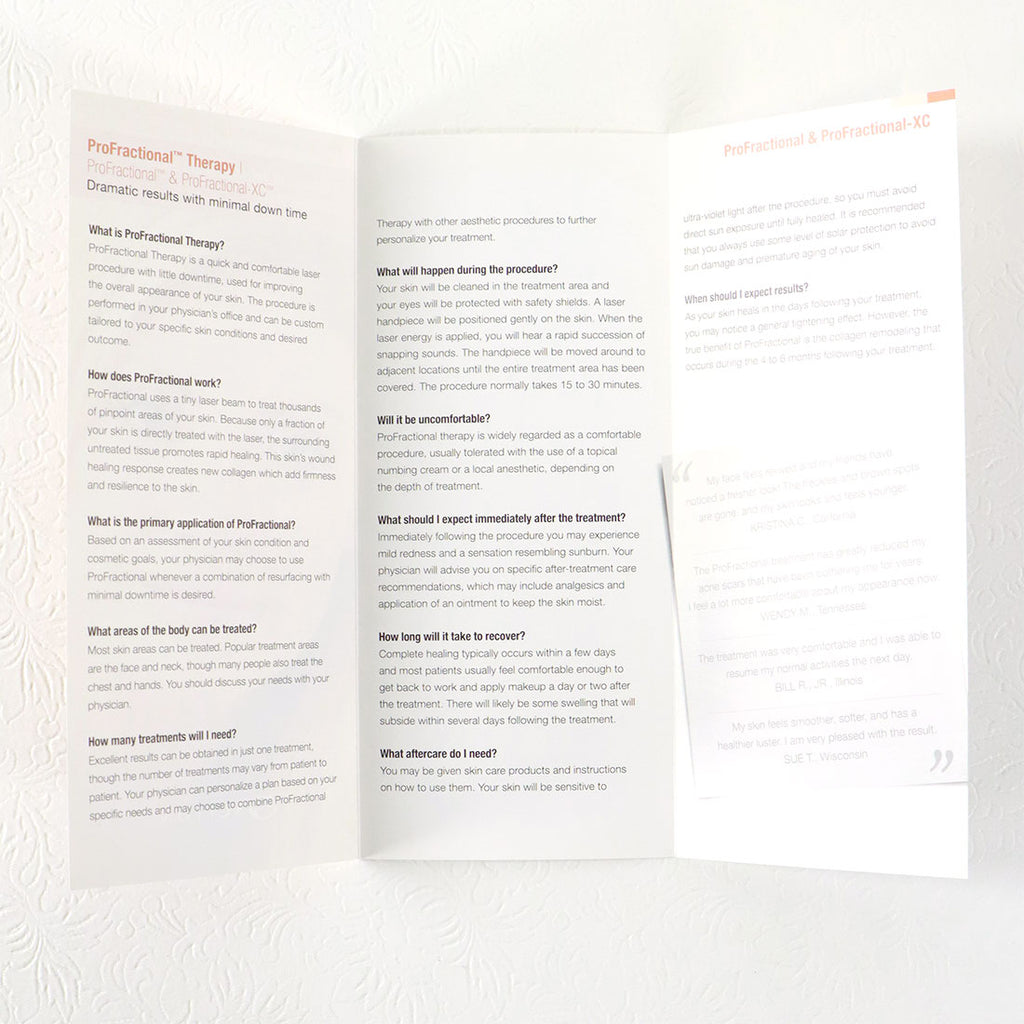 Sciton ProFractional-XC Laser Therapy Patient Office Information Brochure x19Pcs