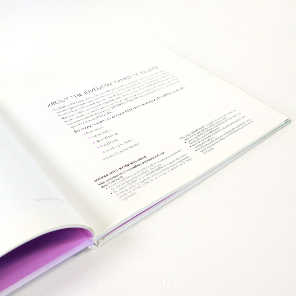 Juvederm Voluma XC Facial Wrinkles Office Patient Marketing Information Book