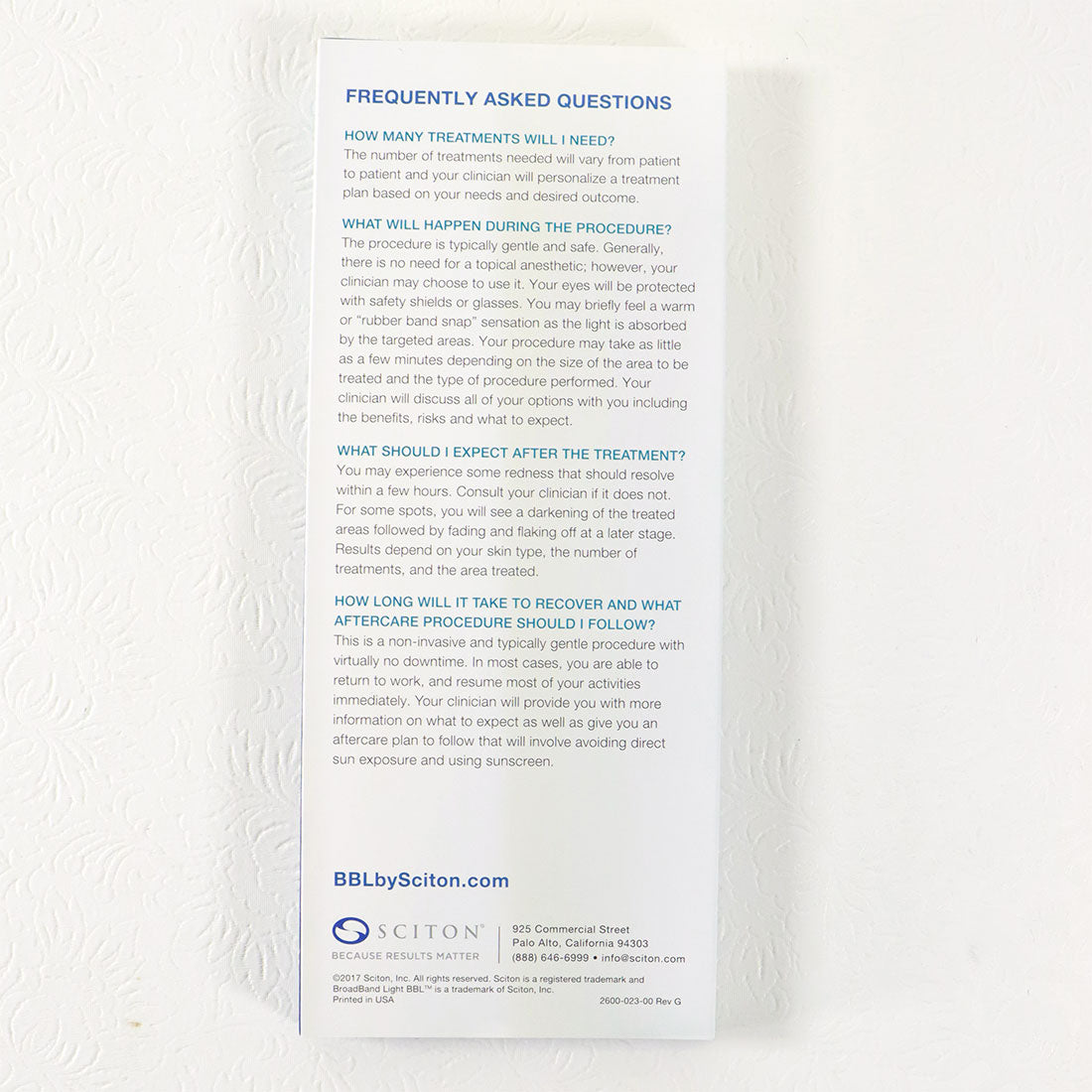 Sciton BBL Broadband Light Beautiful Skin Power Office Patient Brochure x15 Pcs