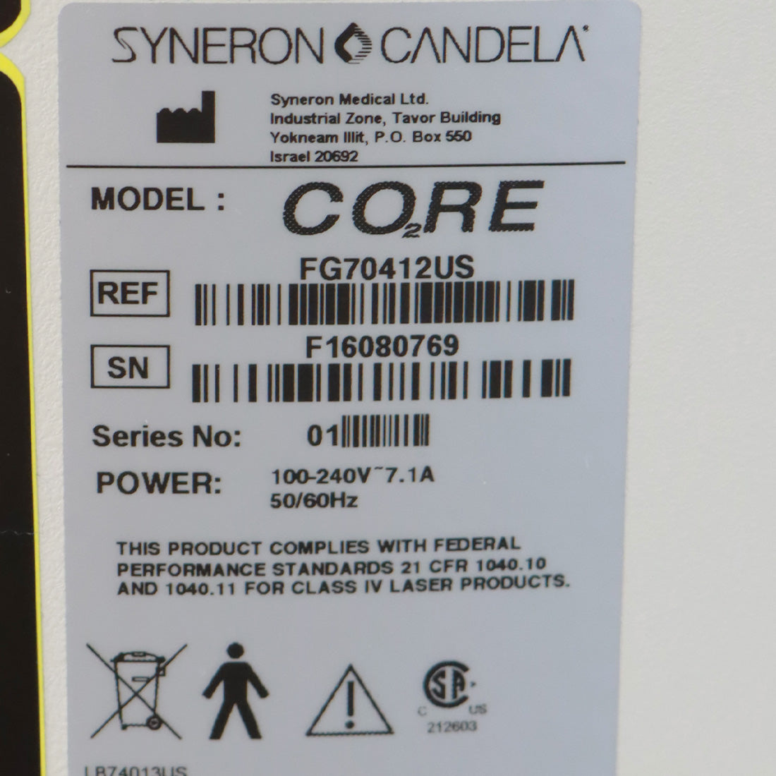 2016 Syneron Candela CO2RE Laser Surgical Wrinkles Skin Rejuvenation