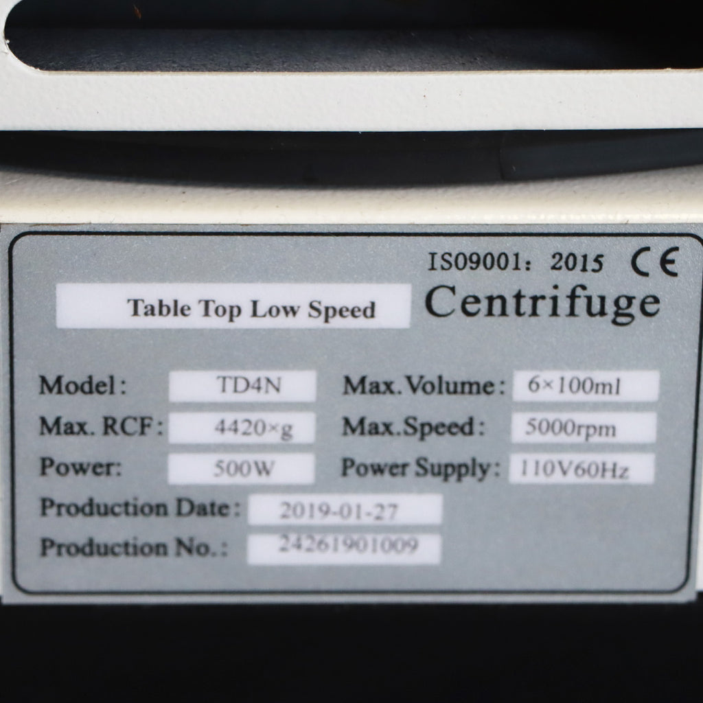 2019 Yingtai Instrument TD4N Table Top Centrifuge 5000rpm 4-Vile Swing Rotator