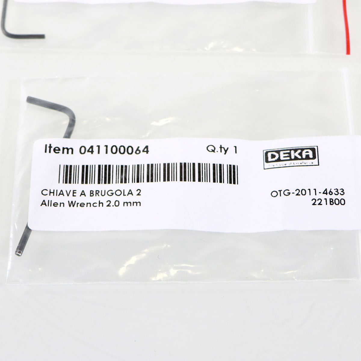 Deka Allen Wrench 2.0mm PN: 041100064 90 Elbow Tool