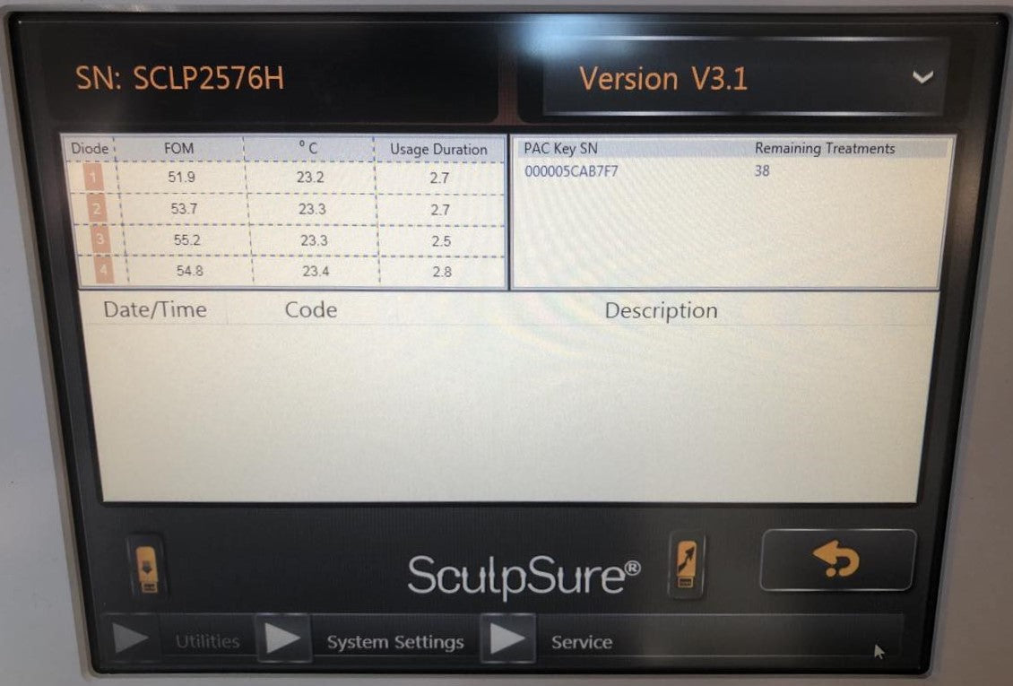 Cynosure SculpSure Treatment USB PAC Key V3.1 38 Cycles Remain