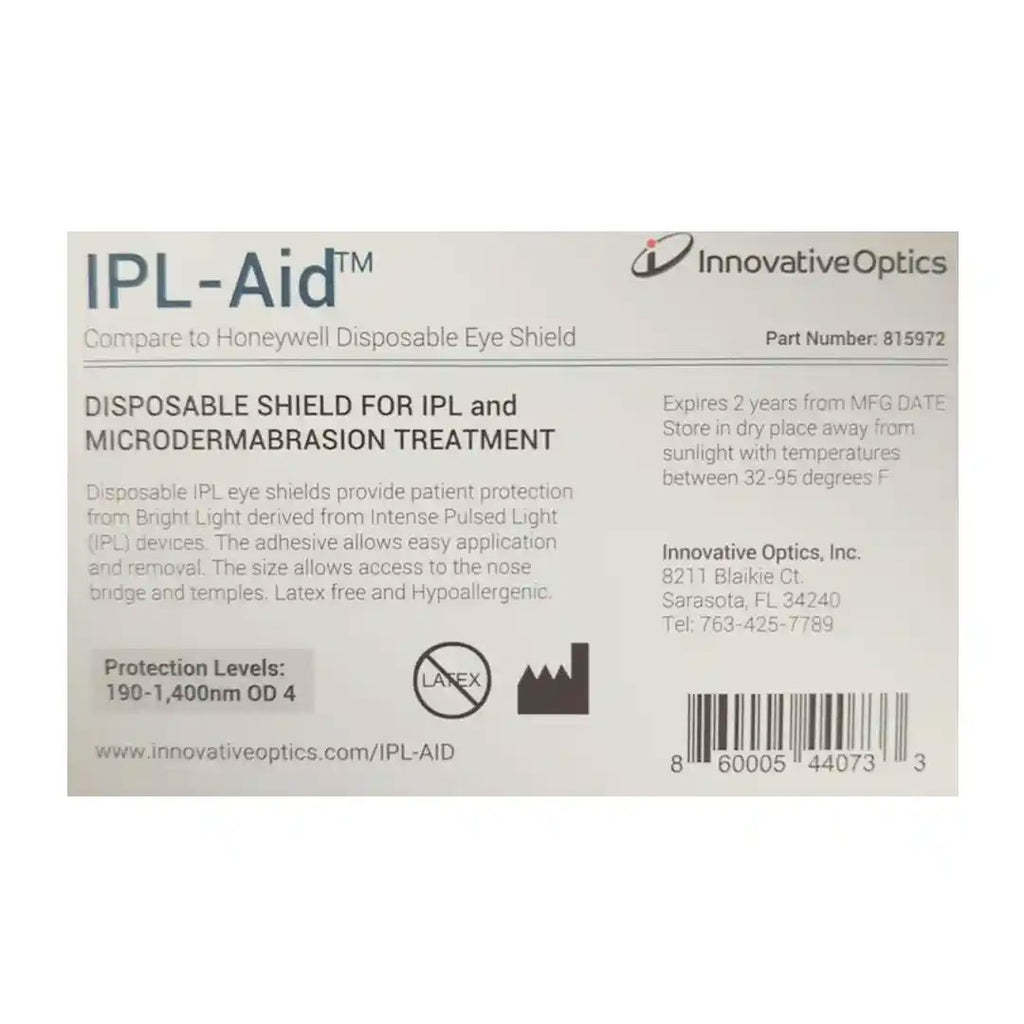 Innovative Optics Disposable Patient IPL Eye Shields IPL-Aid 190-1400nm OD4 Box of 50 Pair