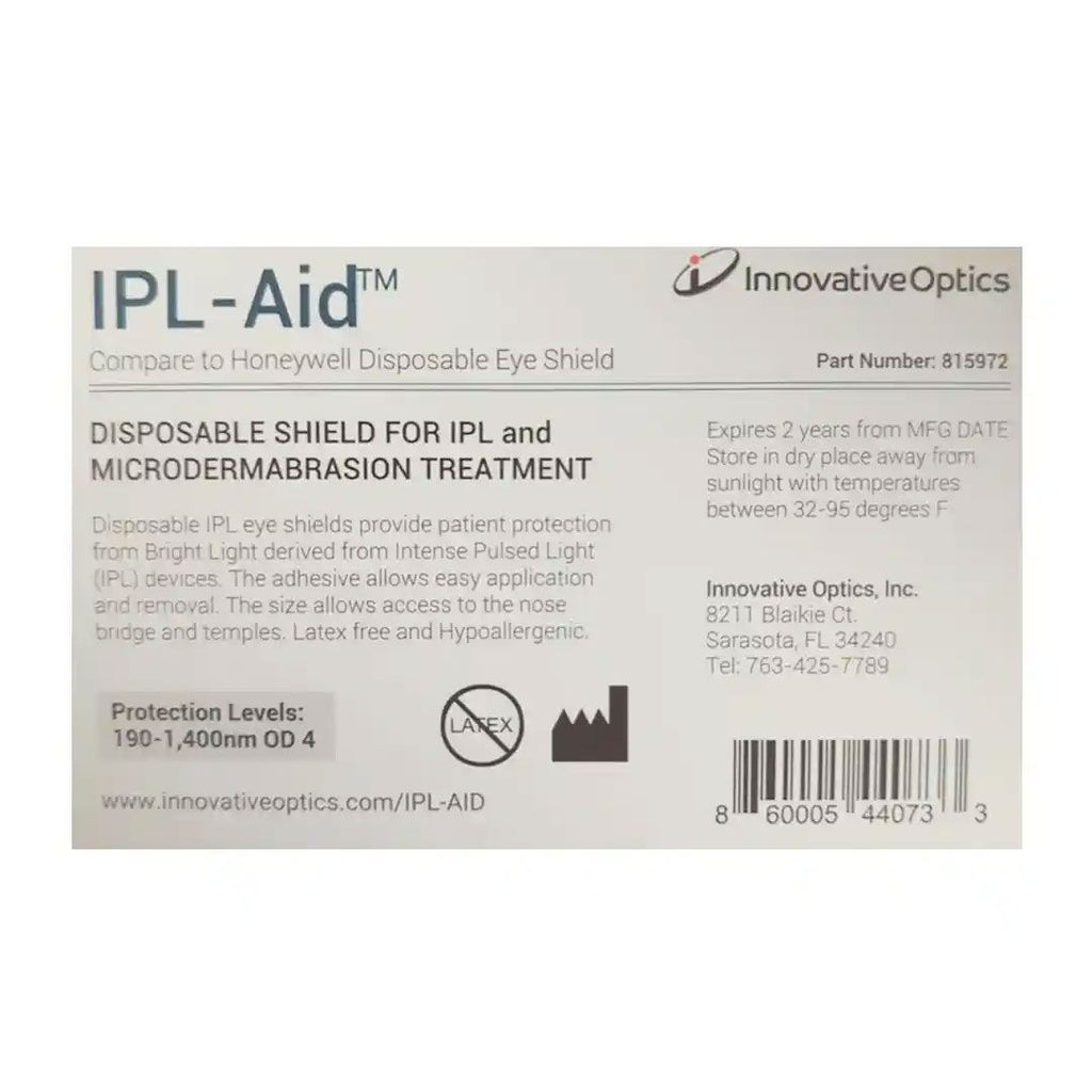 Innovative Optics Disposable Patient IPL Eye Shields IPL-Aid 190-1400nm OD4 50-Pack