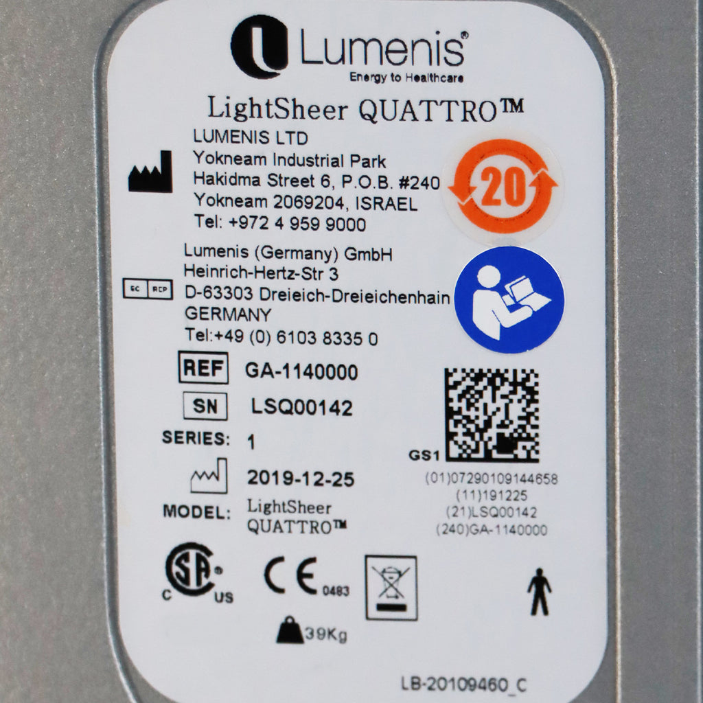 2019 Lumenis LightSheer Quattro Diode Laser System with XC1060 HS805 XC805 HPs