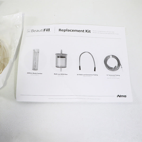 Alma BeautiFill Replacement Kit Unused Filter, Waste Canister, Tubing