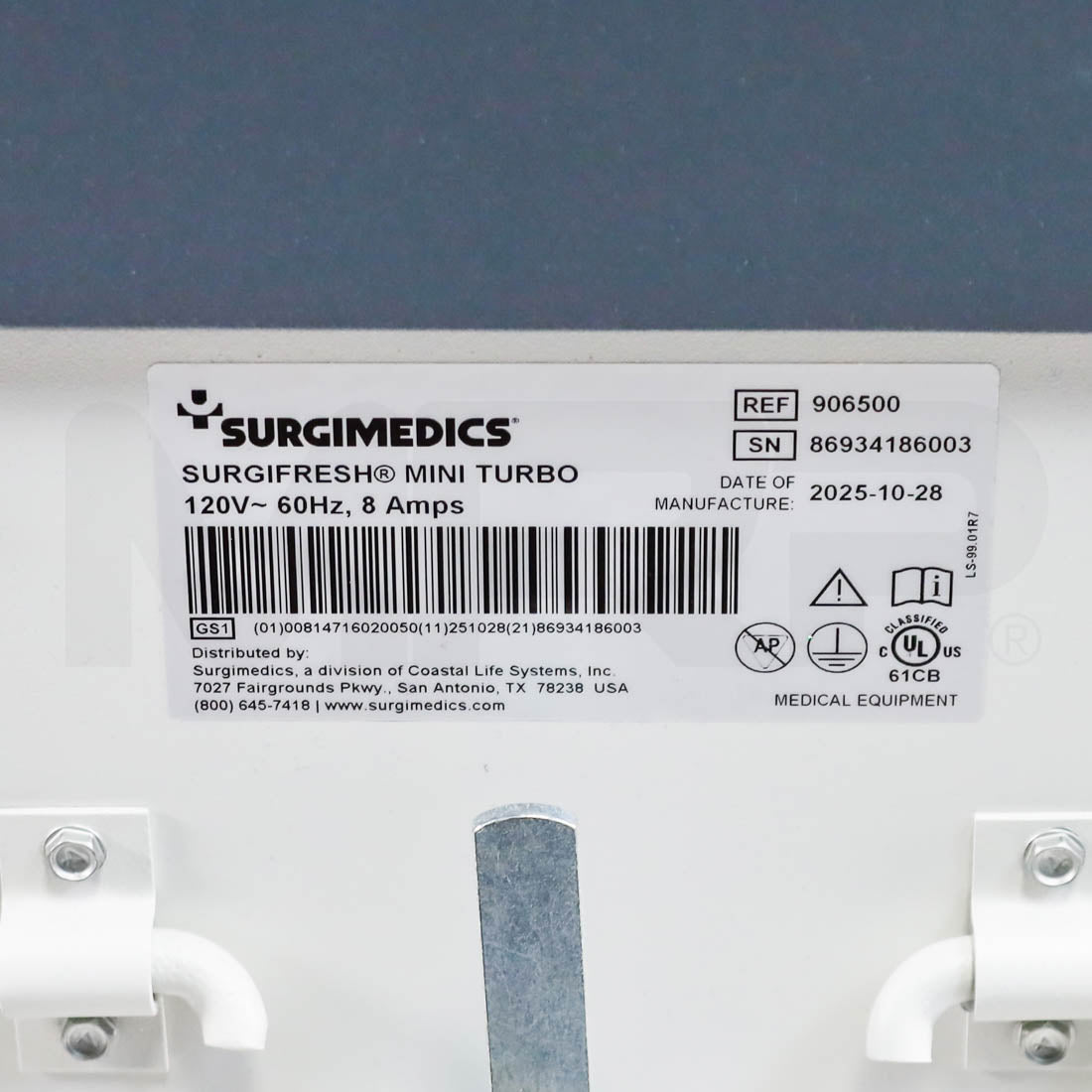 2025 Surgimedics Surgifresh Mini Turbo System Label