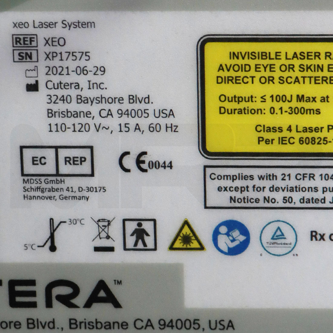 2021 Cutera Xeo System Serial