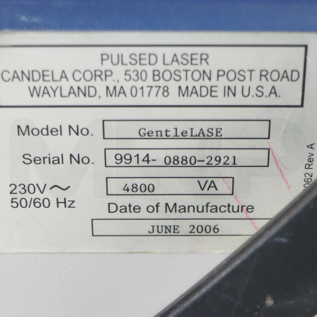 2006 Candela GentleLase 755nm Alexandrite Laser Hair Removal System