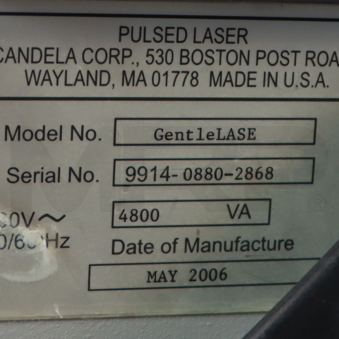 2006 Candela GentleLase Alexandrite Laser Hair Removal System