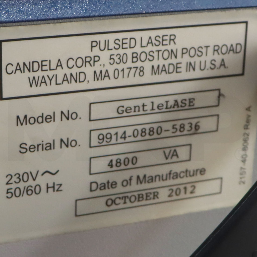 2012 Candela GentleLase Alexandrite Laser Hair Removal System