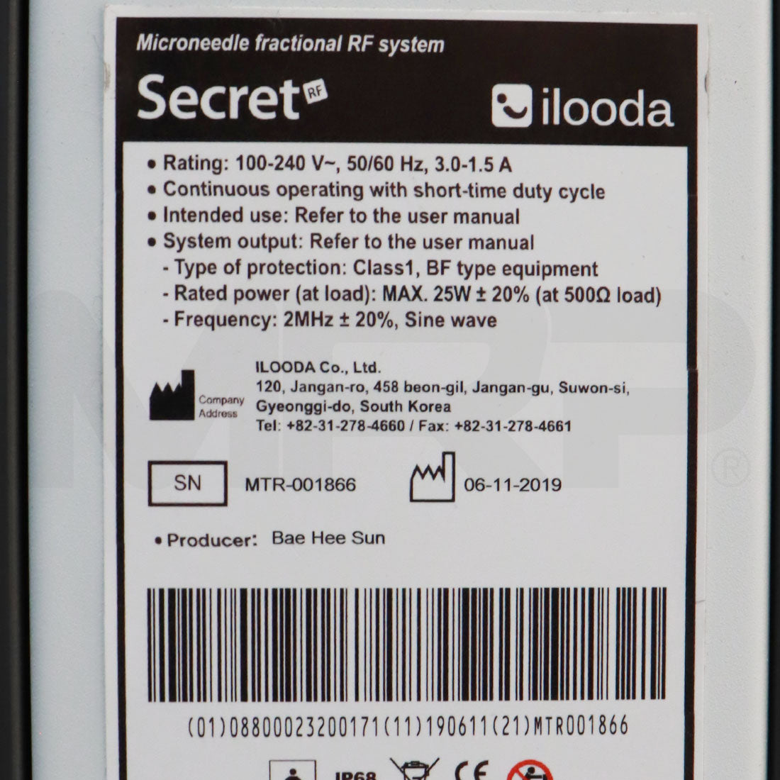 2019 Ilooda Cutera Secret RF System Serial