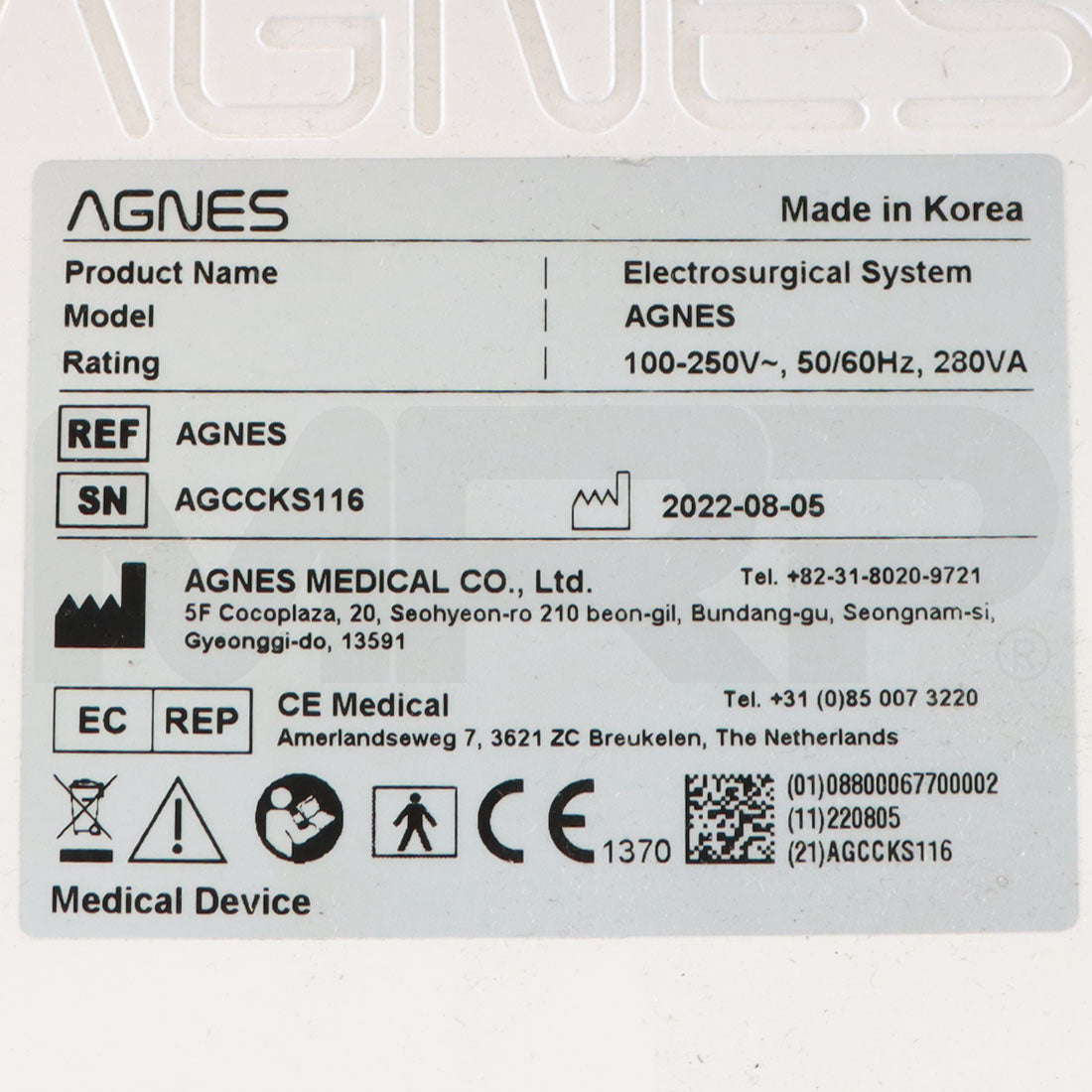 2022 Agnes Electrosurgical System Serial