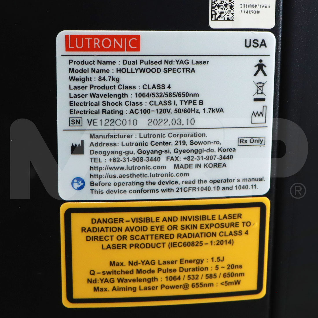 2022 Lutronic Hollywood Spectra 532/585/650/1064nm Laser Skin Pigementation System