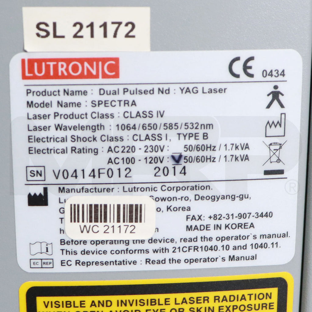 2014 Lutronic Spectra 532/585/650/1064nm Laser Skin Pigmentation System