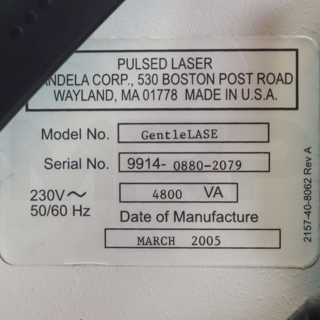 2005 Candela GentleLASE Mini Alexandrite Hair Removal Laser System