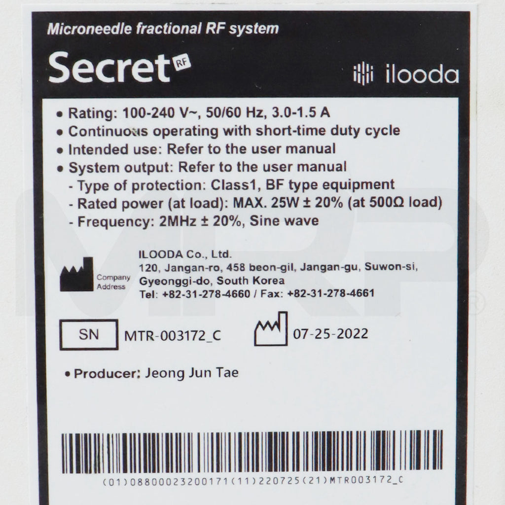 2022 Ilooda Cutera Secret RF System Serial
