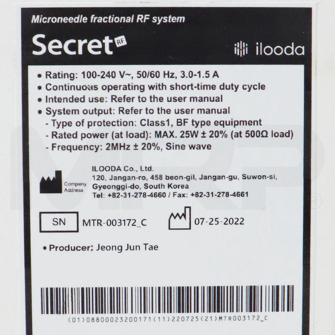 2022 Ilooda Cutera Secret RF System Serial
