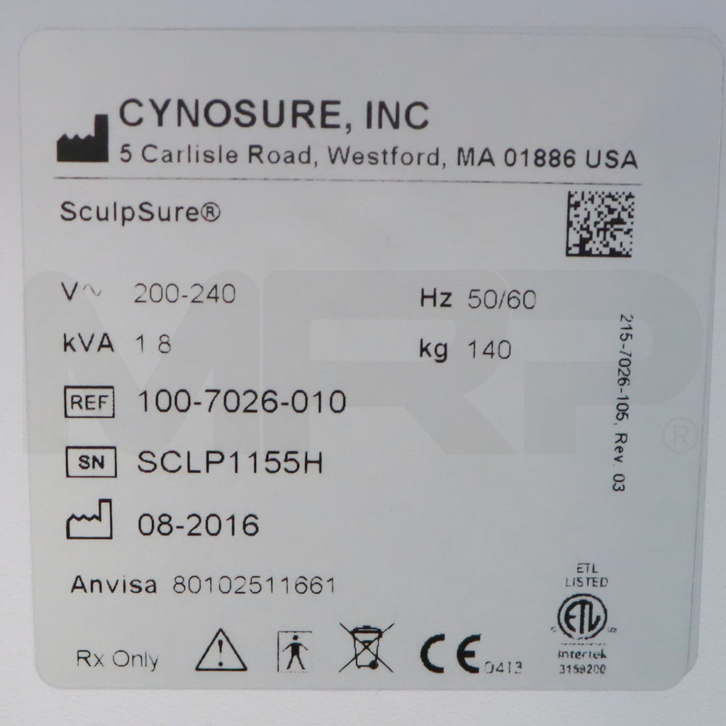 2016 Cynosure SculpSure 1060nm Laser Body Contouring System
