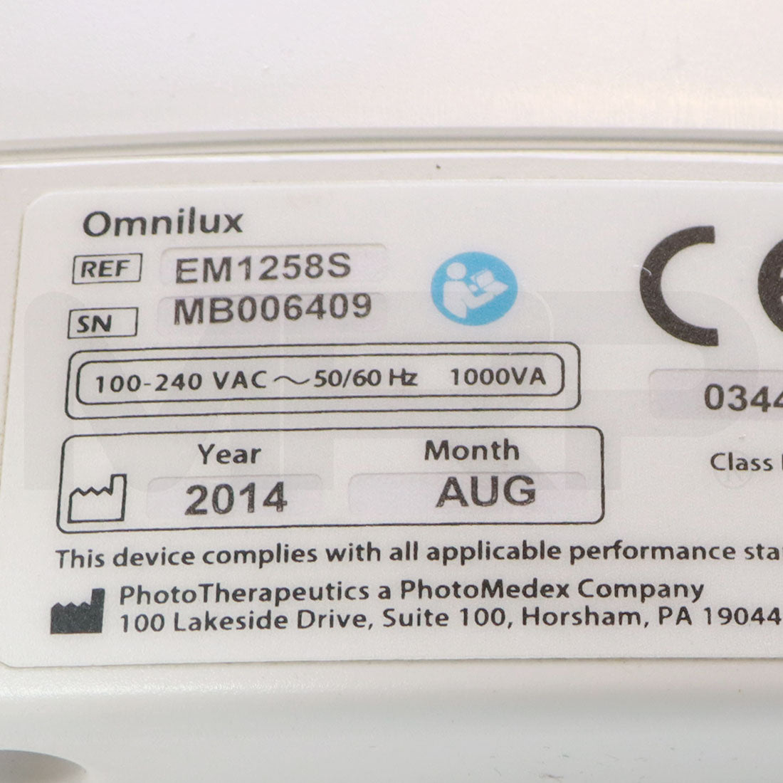 2014 PhotoTherapeutics Omnilux System Serial