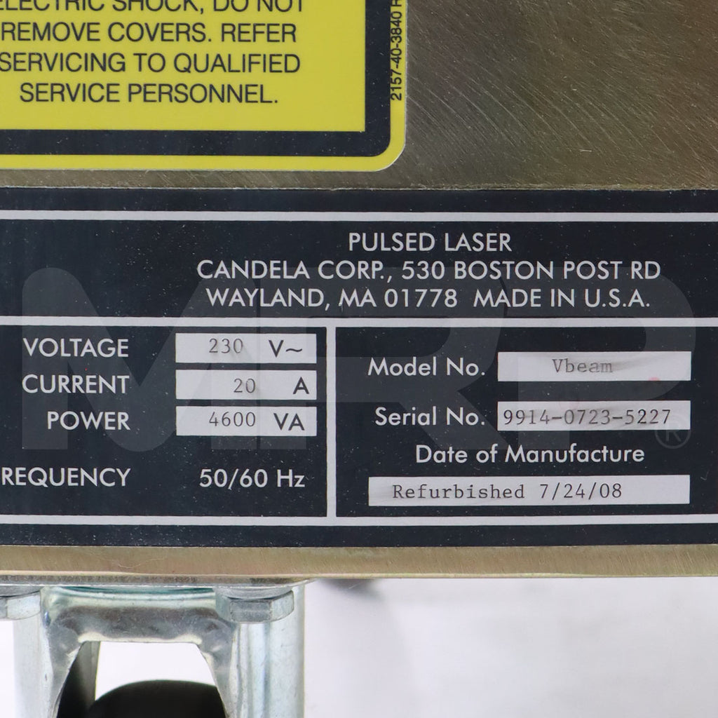 2008 Candela Vbeam Classic System Serial
