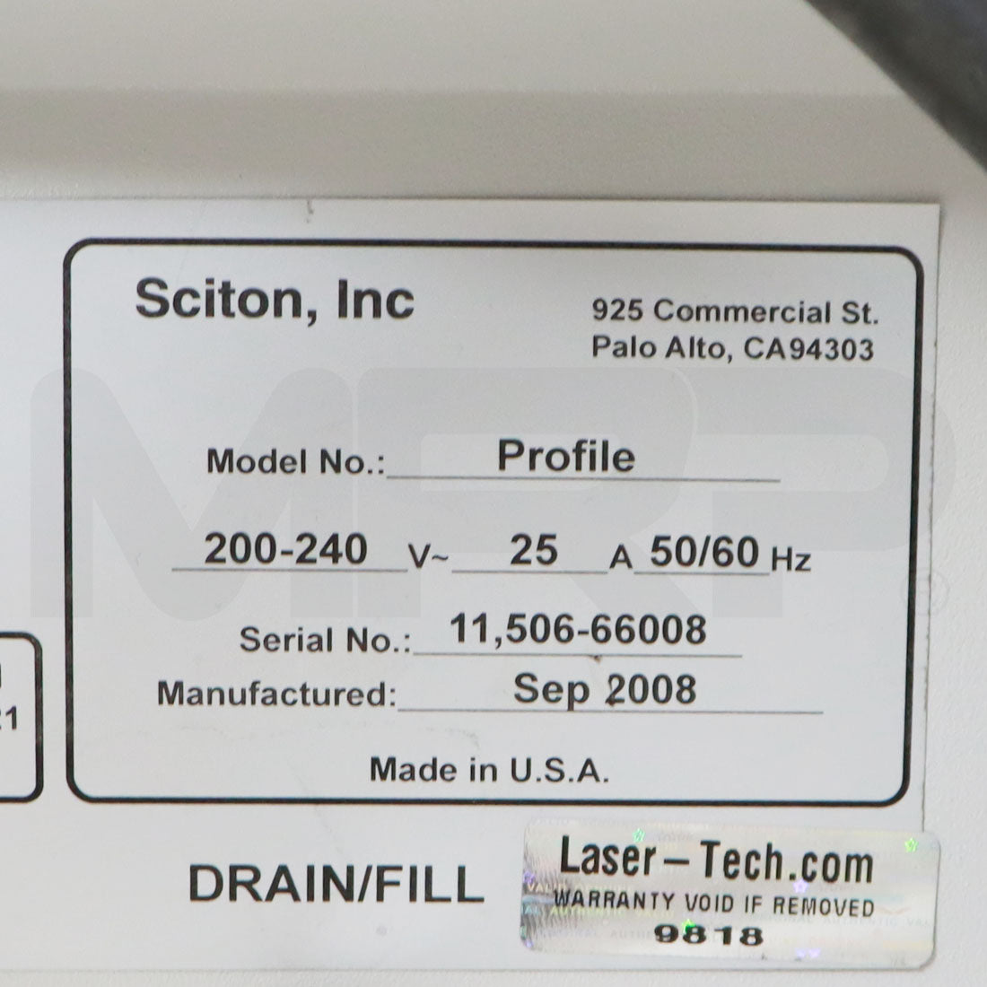 2008 Sciton Profile System Serial