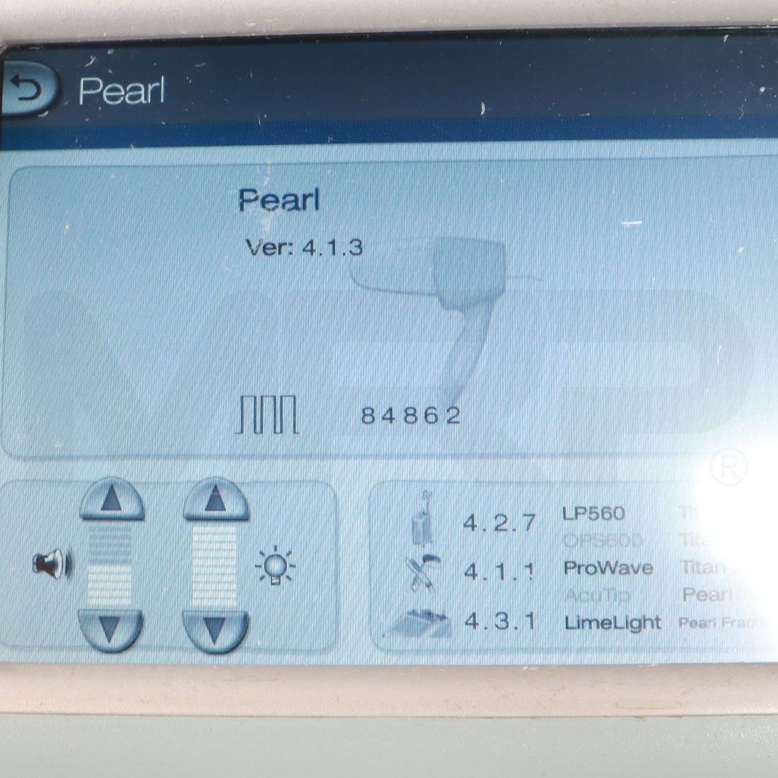 2004 Cutera Xeo System Pearl Handpiece Screen