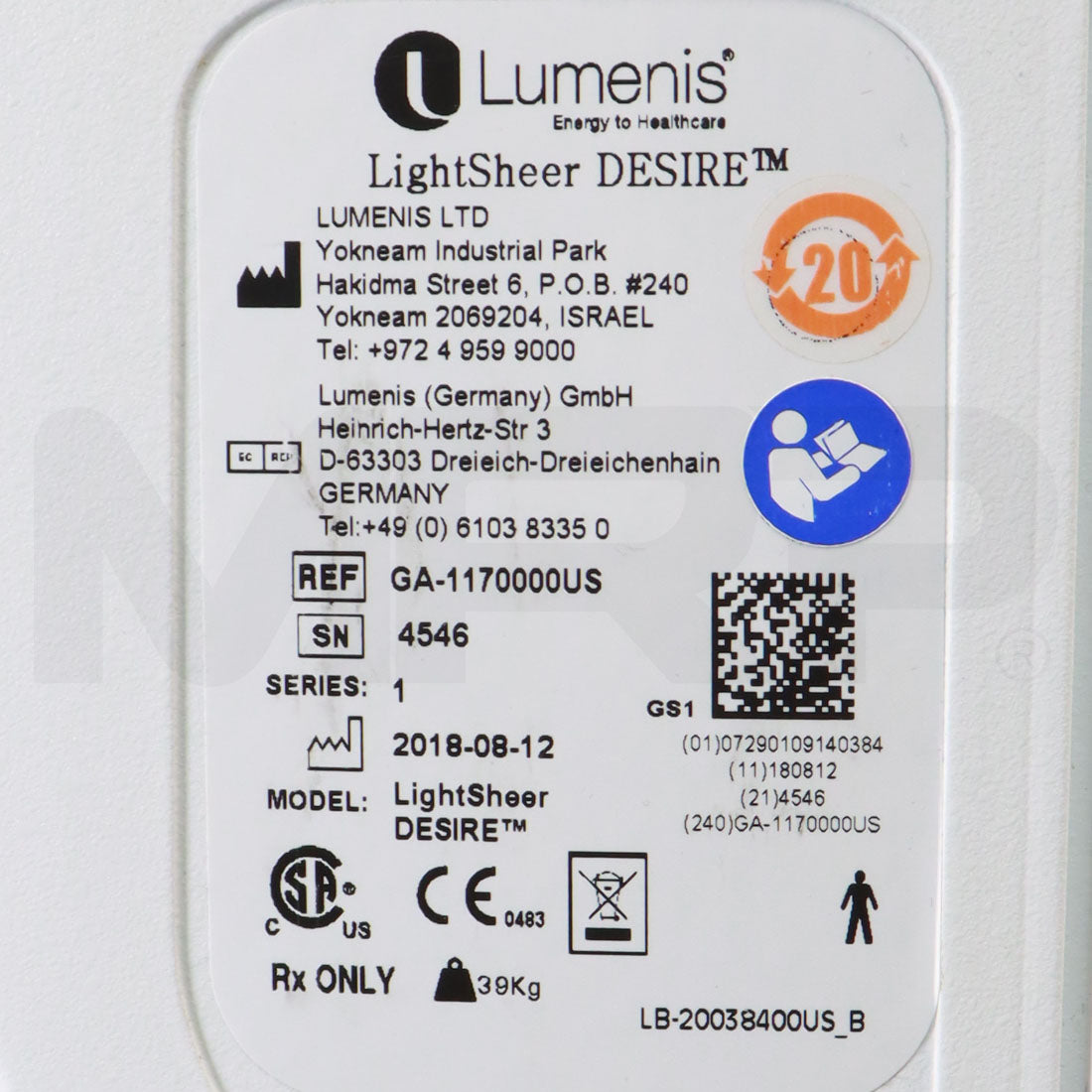 2018 Lumenis LightSheer Desire Laser Hair Removal Diode System