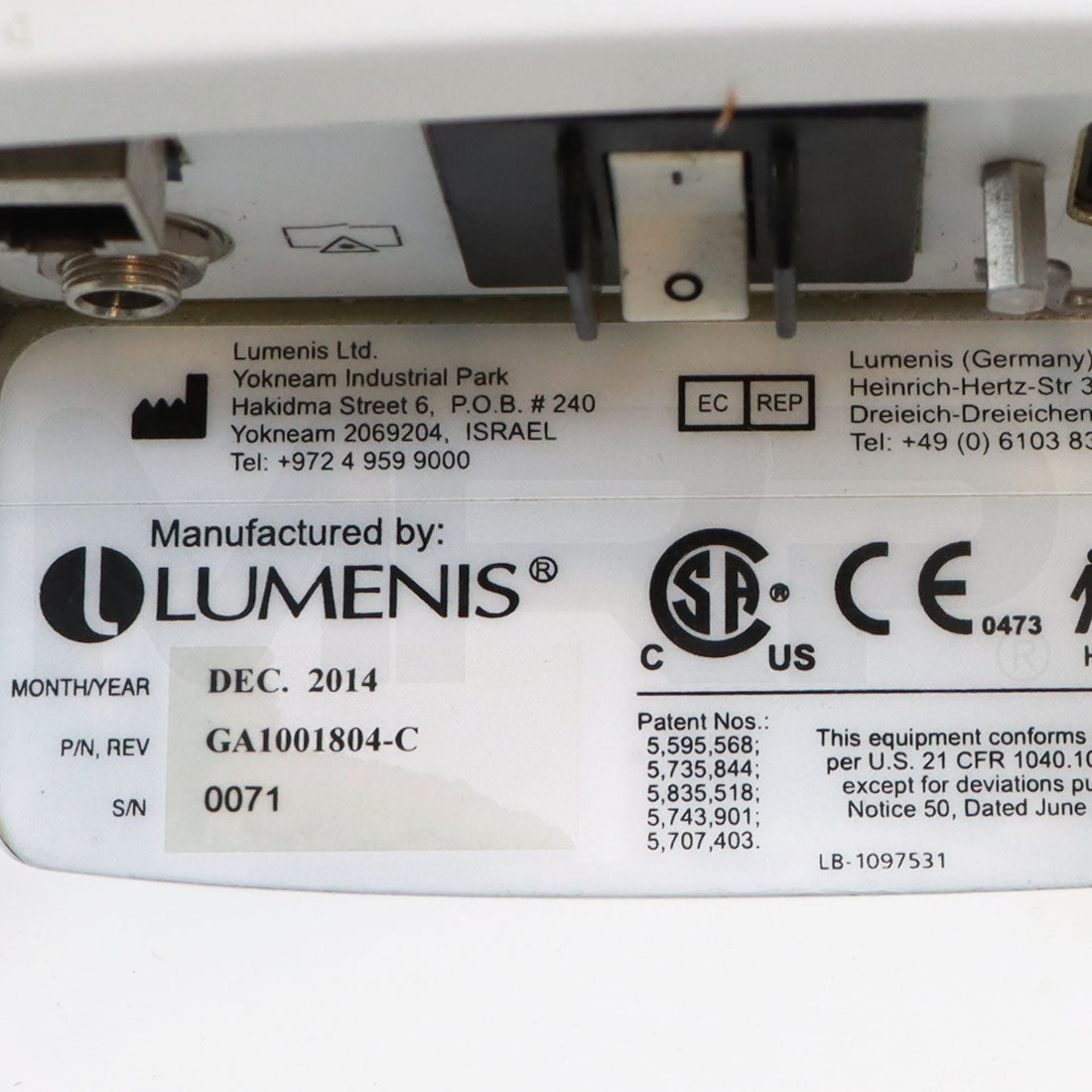 2014 Lumenis LightSheer Infinity System Serial