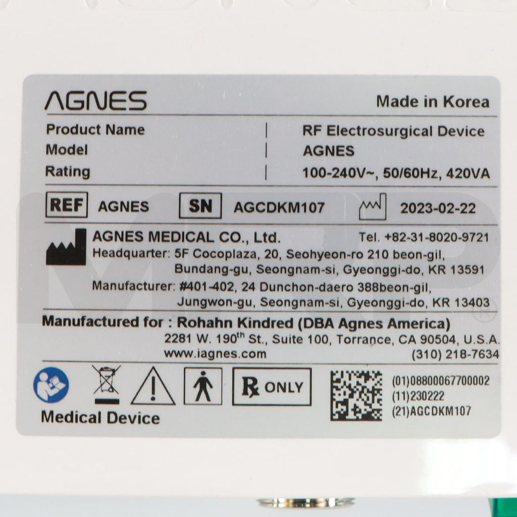 2023 Agnes Electrosurgical System Serial